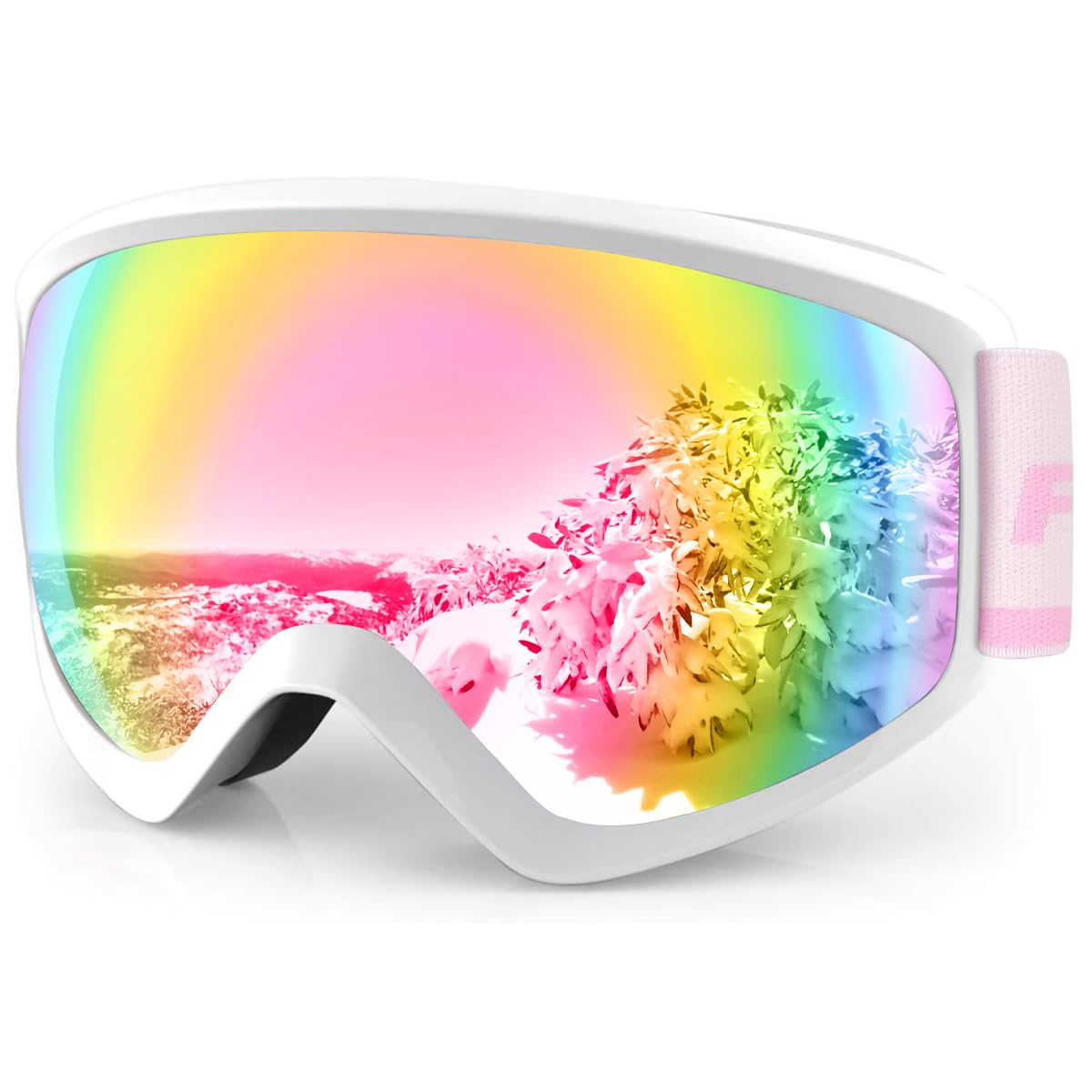 Findway Maschera da Sci Bambino 5~16 Anni Occhiali da Sci Maschera Sci Bambino Occhiali Sci OTG per Ragazzo Ragazza Anti UV Anti Nebbia Compatibile con Casco per Sci Snowboard Sport Invernali