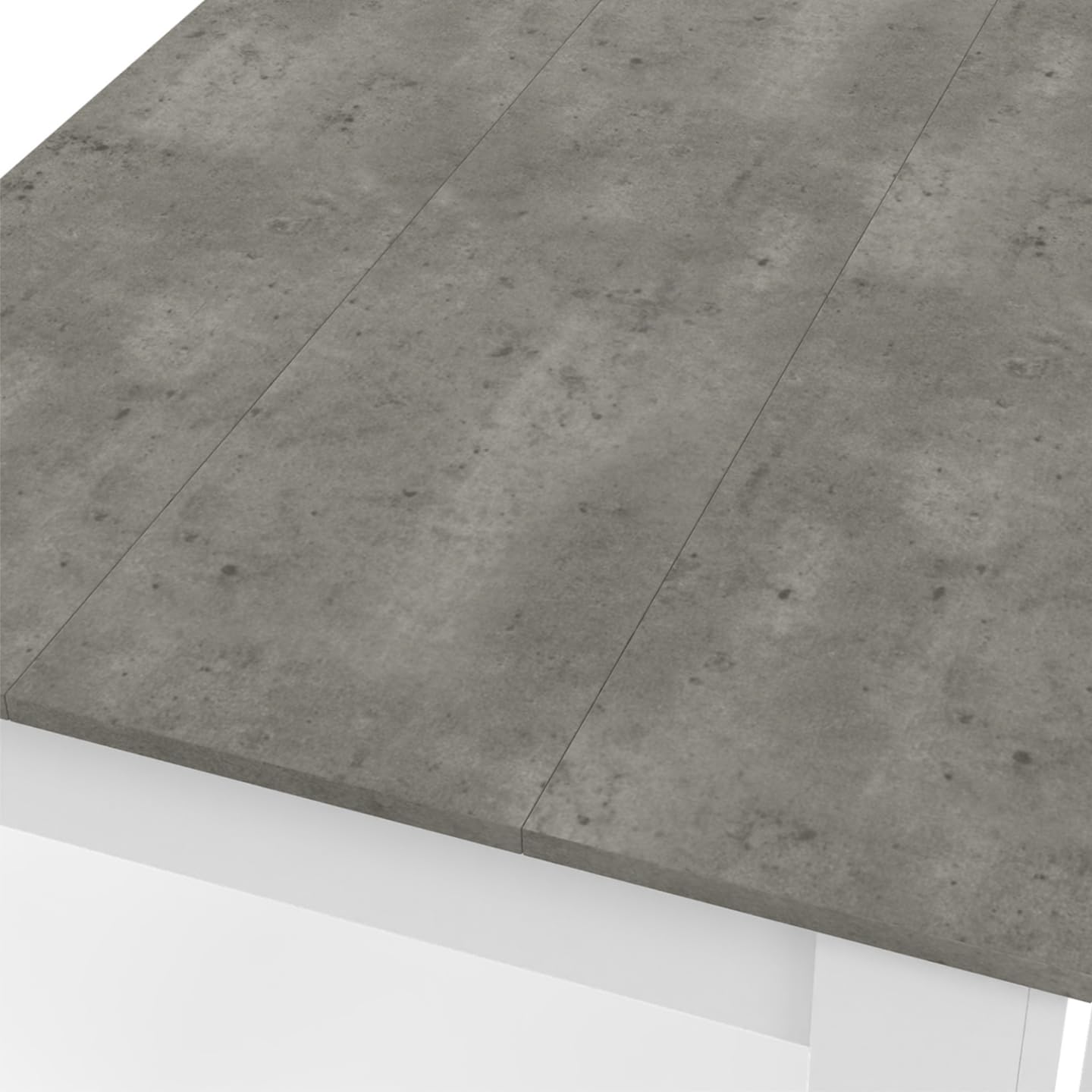 IDMarket - Table à Manger Rectangle ROZY 4 Personnes Blanc Plateau Effet béton 110 cm