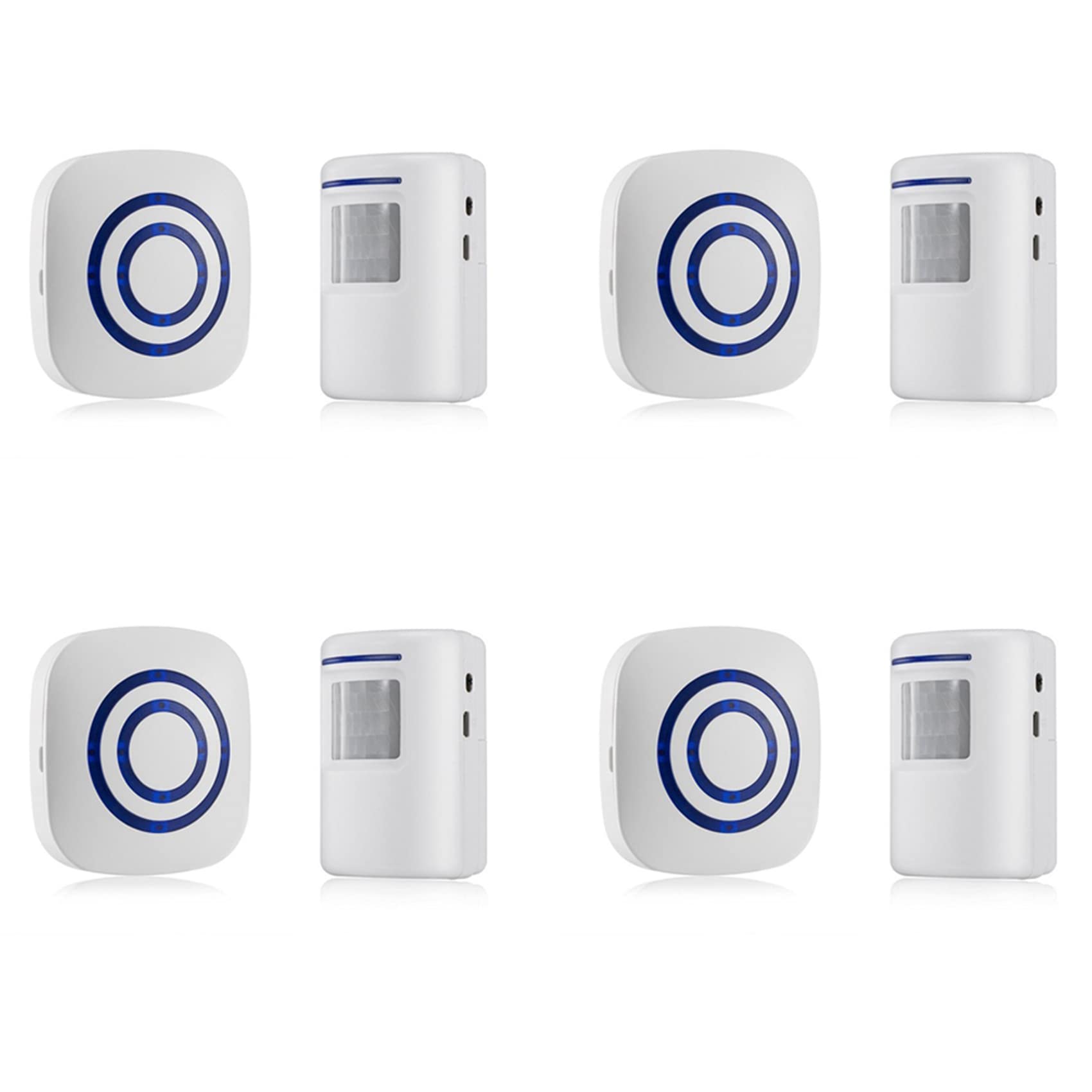 4X Enchufe de La UE Detector Sensor de Movimiento de Puerta de Negocios Alarma de Entrada de Seguridad de Casa con 1 Receptor Enchufable Y 1 Detector PIR Resistente A La Intemperie