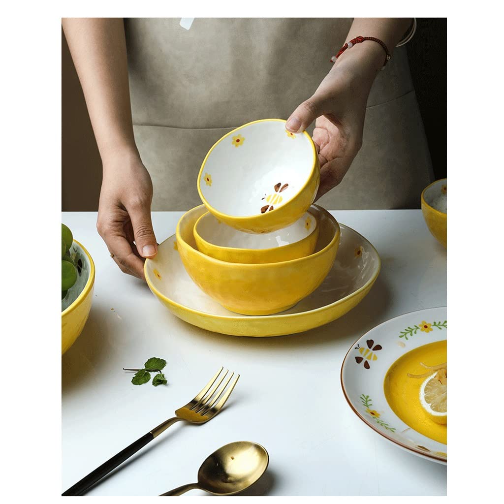 Set da tavola creativo in ceramica con cartoni animati, set da tavola per la casa, piatto, ciotola, tazza, piatti, set di scodelle per riso, zuppa e bacchette, set da pranzo per feste (set :