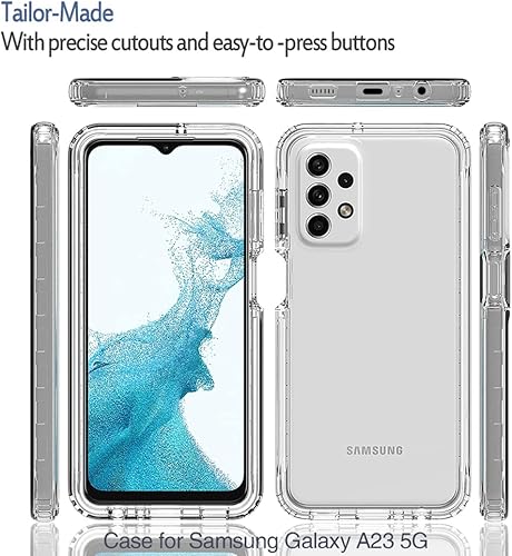 Miniatura 5 de Funda de teléfono para Galaxy A23 4G, SM-A235M con protector de pantalla de vidrio templado, carcasa protectora de cuerpo completo transparente de