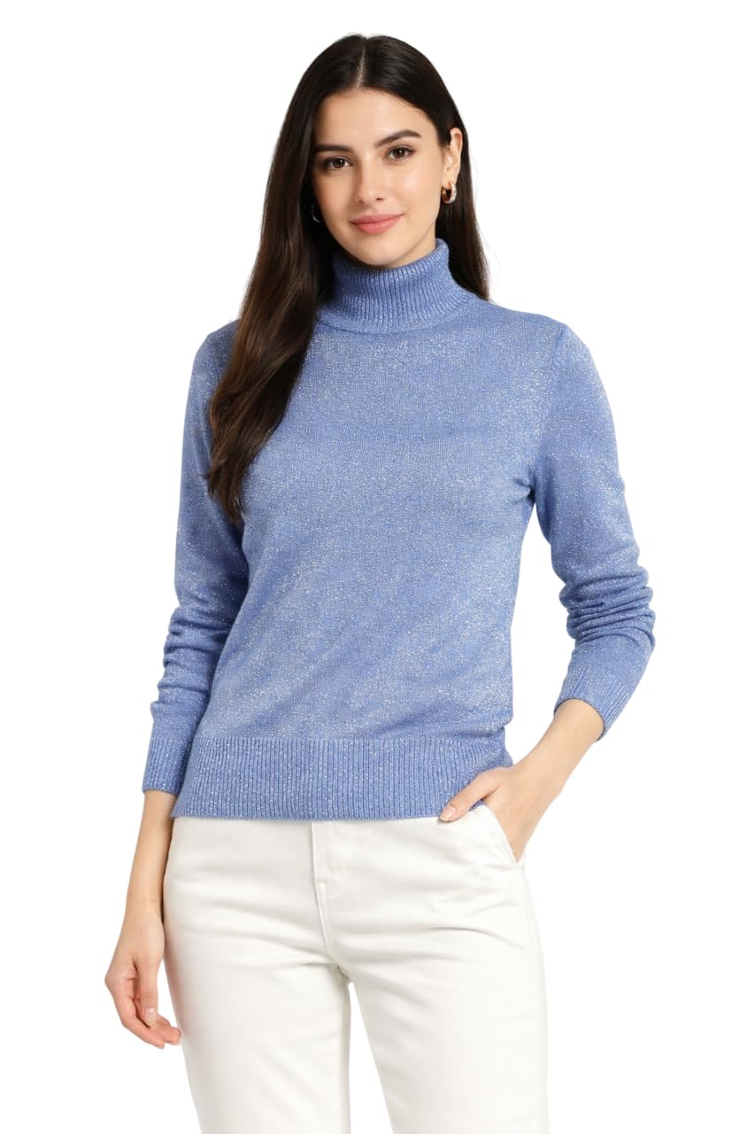camey Women’s Shimmer High Neck Sweater | Full Sleeve Soft Knit Winter Top | Regular Fit Stylish Pullover-picture-52
