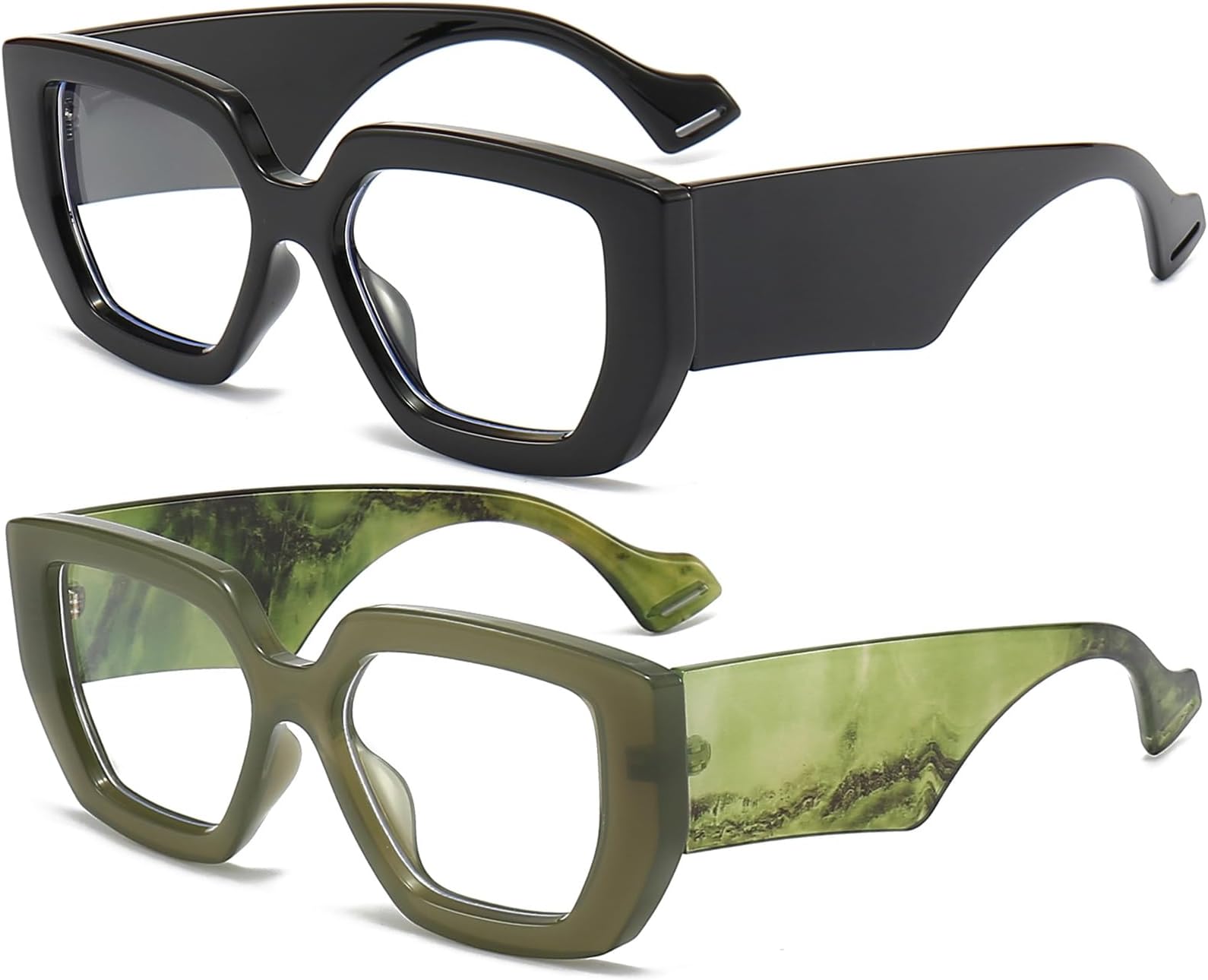 AIEYEZO Thick Frame Blue Light Glasses Men Women, Fashion Square Computer Eyeglass Anti Eyestrain & Prevent Headache