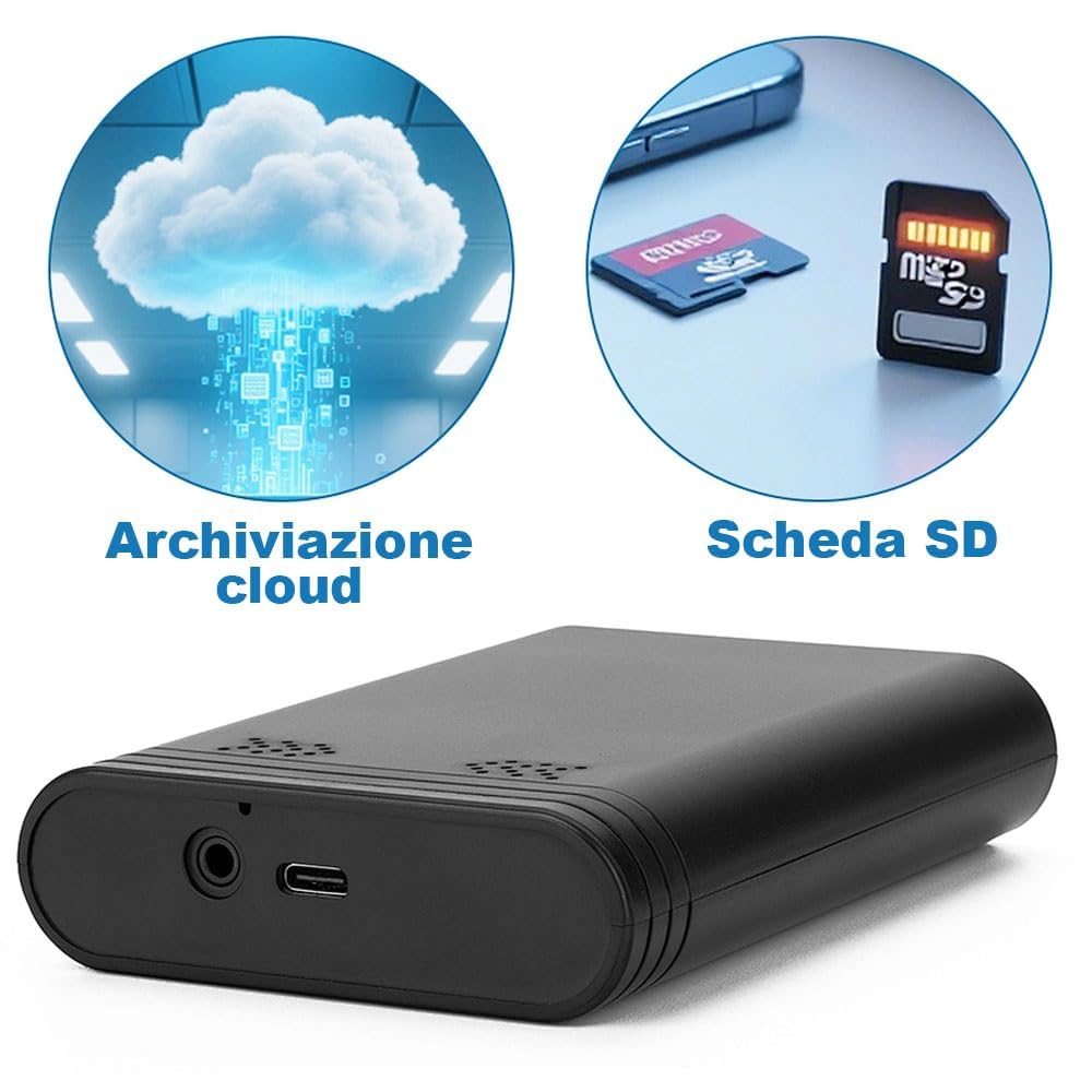 Microspia Antifurto Audio Wi-Fi con Microfono Esterno Rimovibile – Mini Registratore Magnetico – Registratore Vocale Digitale Professionale – Autonomia Fino a 12 Mesi (KANT 3000 POWER)