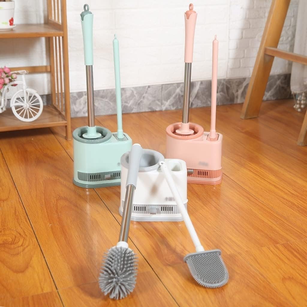 Toilet Brush Holder Toilet Brush Holder Household Wall-Mounted Toilet Bowl Brush Bathroom Long Handle Soft Bristles Cleaning Brush 360° No Dead Angle Toilet Brushs Set Toilet Brush Holders(A)