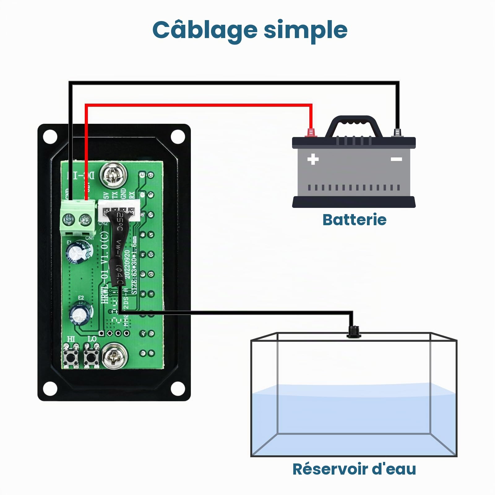 briidea Moniteur de niveau de réservoir d'eau pour camping-car avec indicateur LED, vous permet de réapprovisionner le réservoir d'eau à temps, alimenté par 7-32 V CC, idéal pour camping-car, caravane