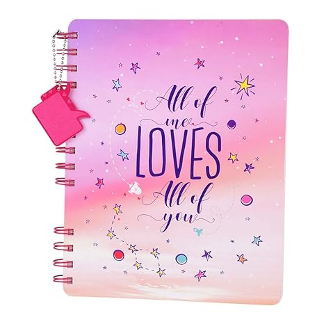 DOODLE B5 Hardbound Spiral Notebook Diary – 160 Undated Ruled Pages, 80 GSM Acid-Free Paper | Bookmark Dangler & 100+ Stickers | Opens Flat for Easy Writing | Love Diary for Girls – Forever Mine