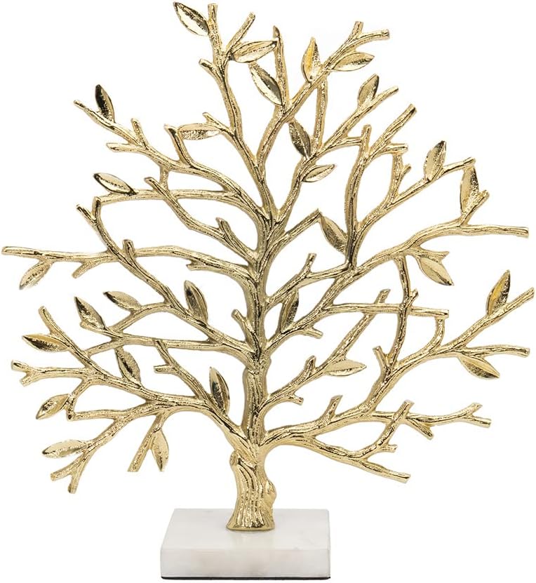 Godinger Golden Branch Tree Décor on Marble Stand Home Holiday