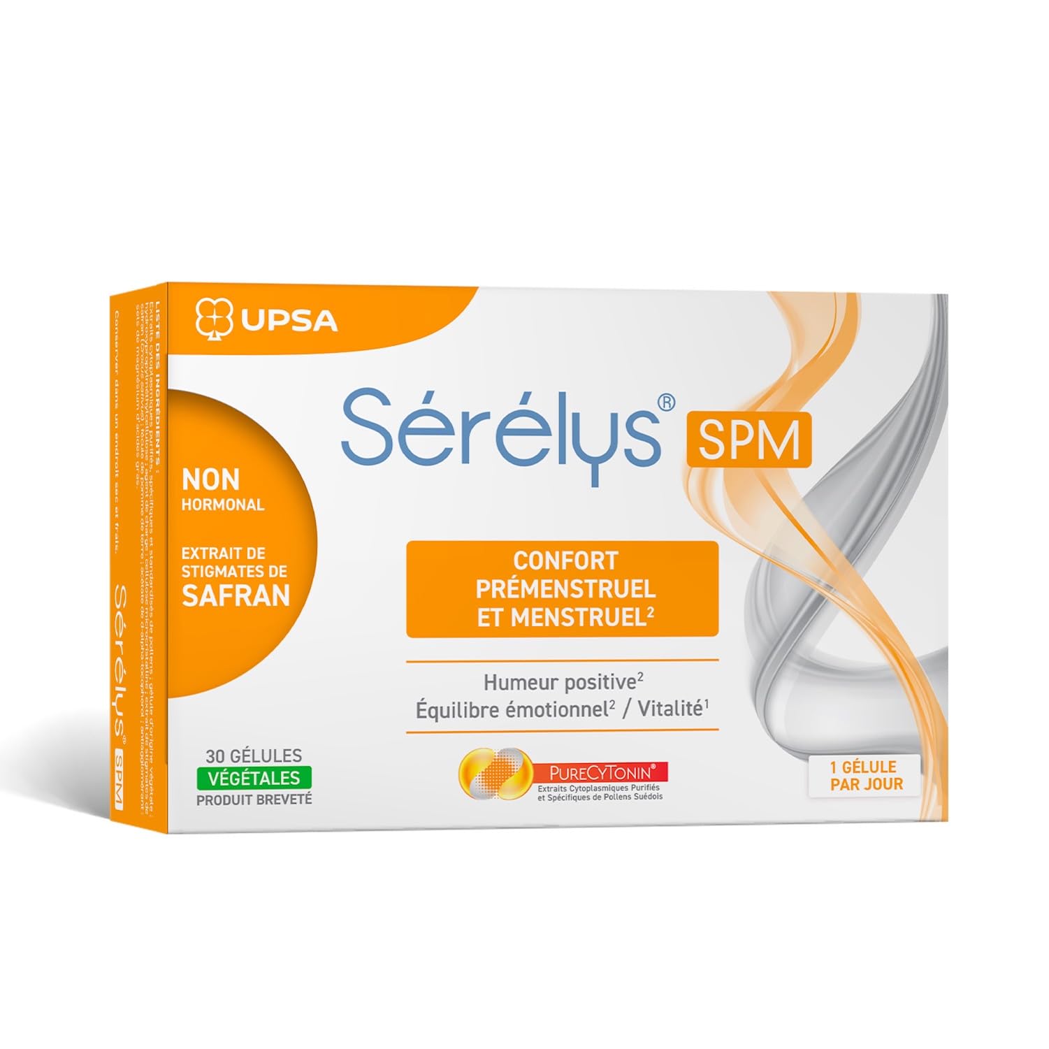 UPSA - Sérélys SPM - Complément Alimentaire Pour le Confort Prémenstruel et Menstruel - Humeur Positive, Equilibre Emotionnel & Vitalité - Non Hormonal - 30 Gélules Végétales - 1 mois