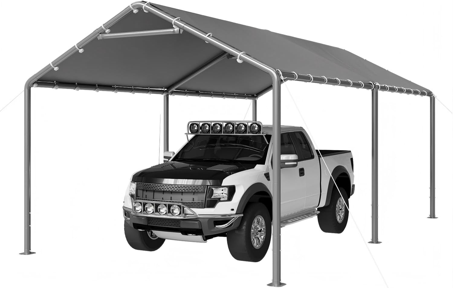 Aoxun 10x15 ft Carport Heavy Duty Car Canopy for Cars, Boats, Trucks, Outdoor Carport Shelter Portable Garage with Reinforced Frame and Stakes, Gray