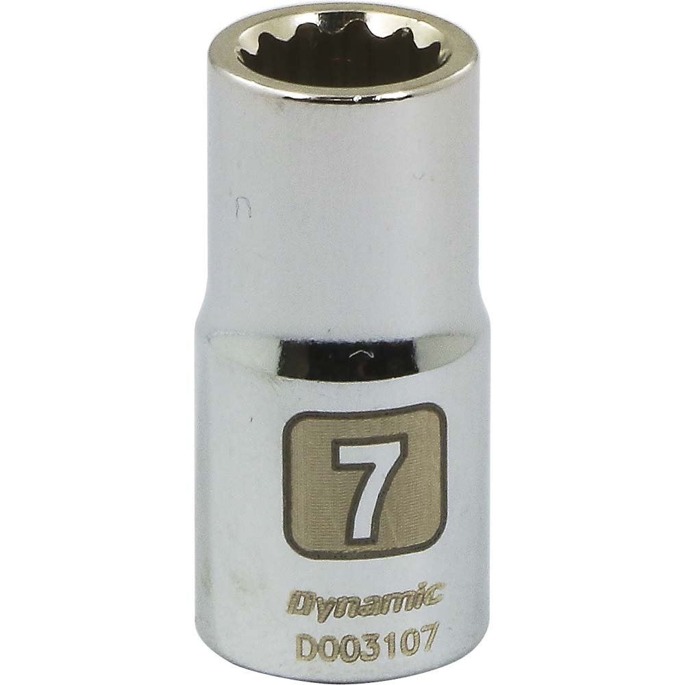 Dynamic Tools 1/4" Drive 12 Point Metric, 7mm Standard Length, Chrome Finish Socket