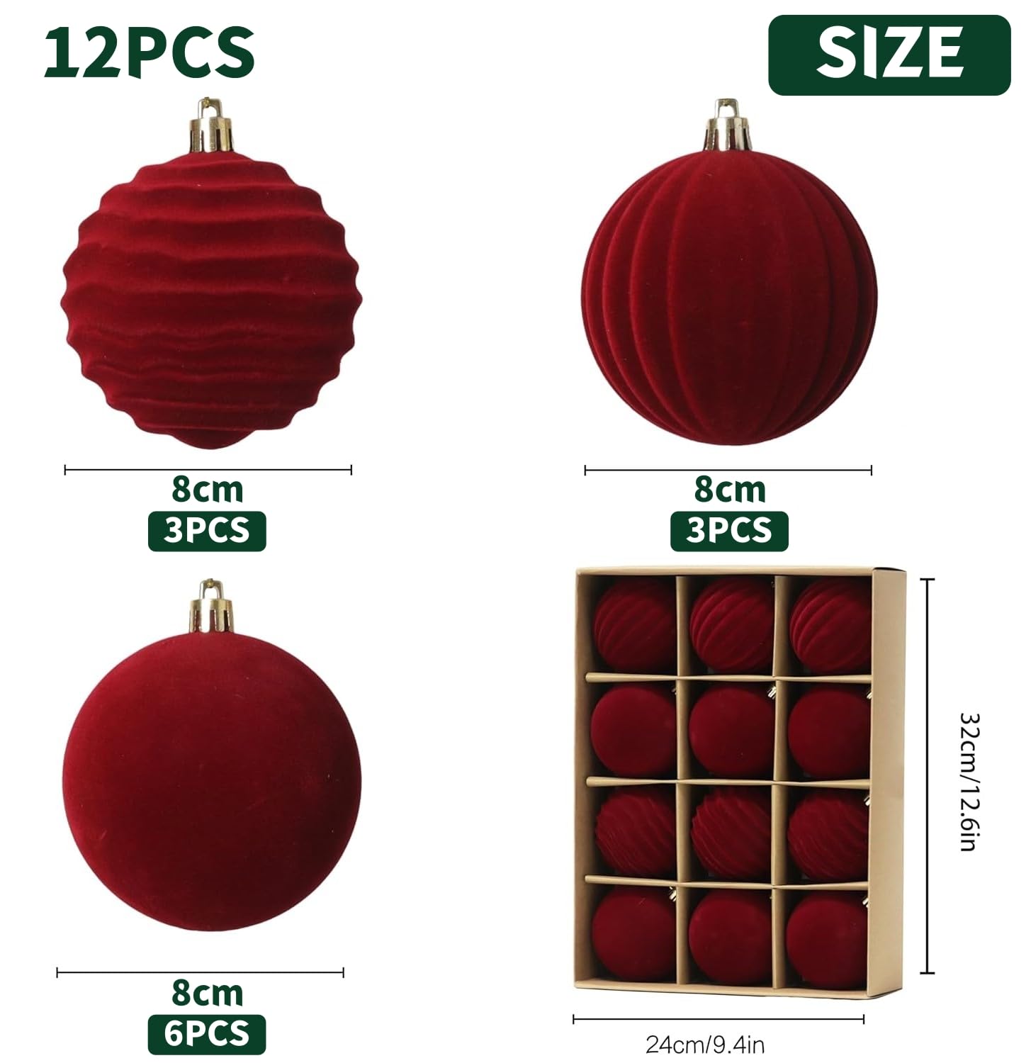 Pallina per albero di Natale in vetro con decorazioni in velluto rosso