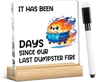 Funny Dumpster Fire Desk Accessories Sign Dumpster Fire Office Desk Decor Gifts for Hr Women Men Manager Friend Employee Coworker Colleagues Holder Boss Day Gifts Home Acrylic Sign