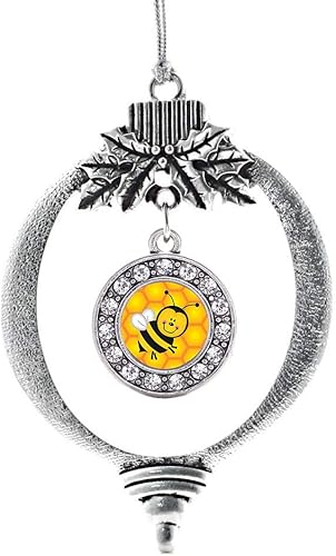 Miniatura 147 de Inspired Silver - My Vintage Initials - Adorno con dije de letra V - Adornos navideños de círculo plateado con joyas de circonita cúbica