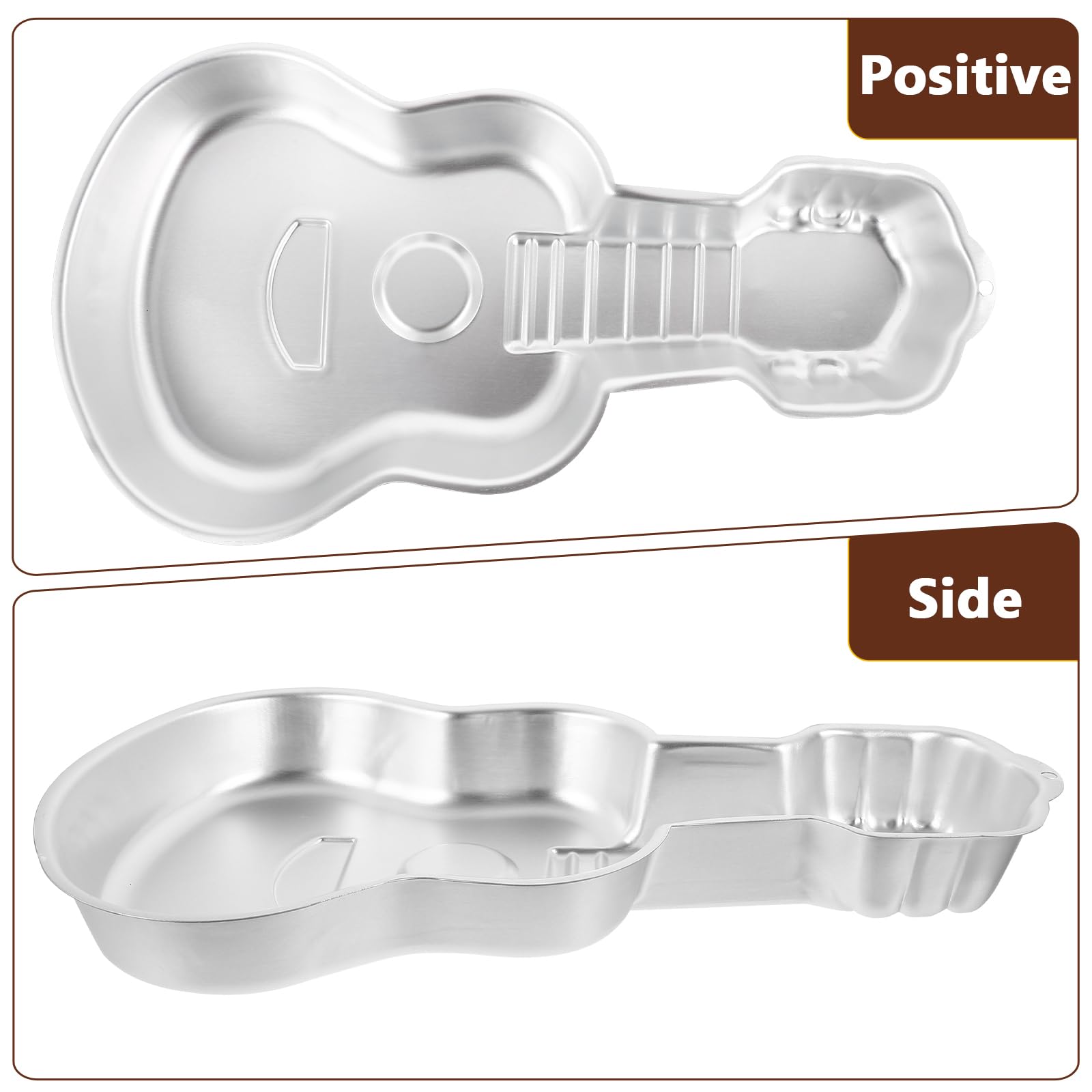 Baluue Molde para tartas de guitarra, molde antiadherente de aleación de aluminio 3D para tartas de cumpleaños, 42.9 x 22.9 cm, molde portátil para decoración de pasteles, suministros de cocina