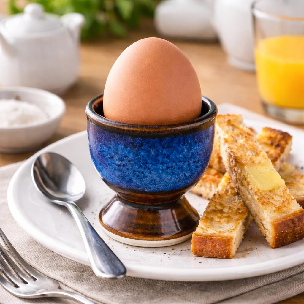Zruddha Cuplet - Handcrafted Ceramic Egg Holder - Designer Tableware for Eggs & Petite Servings (1 Pc) (Plankton Blue) 1