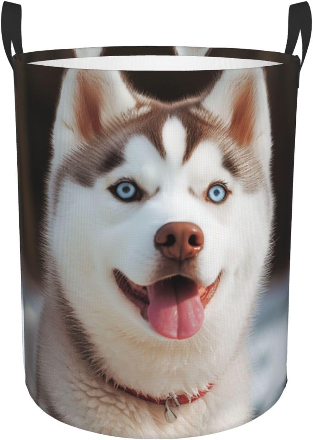 Husky Piquant Dog Laundry Basket With Handles, Foldable Laundry Hamper Oxford Cloth Dirty Clothes Basket Waterproof Clothes Toys Storage Bin Organizer for Bedroom Bathroom Dorm