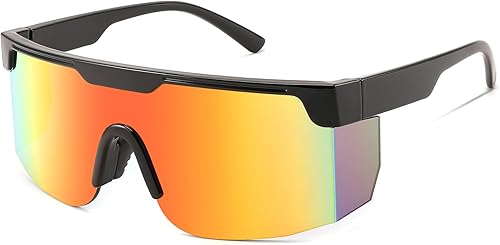 FEISEDY Gafas de sol Mujeres Hombres Deportes, 80s Visor Retro Neon Square Gafas de Sol, Sombras Miorred UV400 B0004