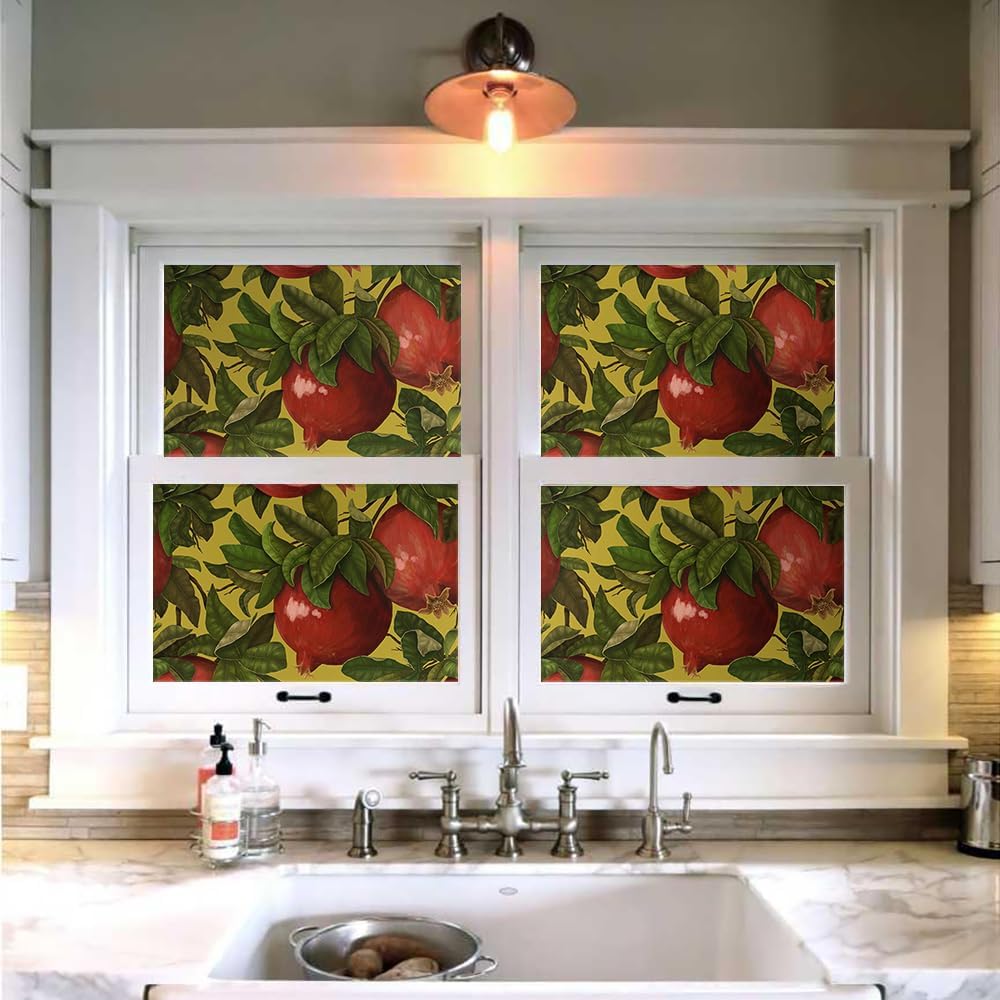 18"x236" Realistic Red Green Fruit Pomegranate Peel and Stick Wallpaper Easy Peel off Contact Paper Vintage Vinyl Self Adhesive Removable Stick on Wall Paper for Kitchen Cabinet Renter Friendly