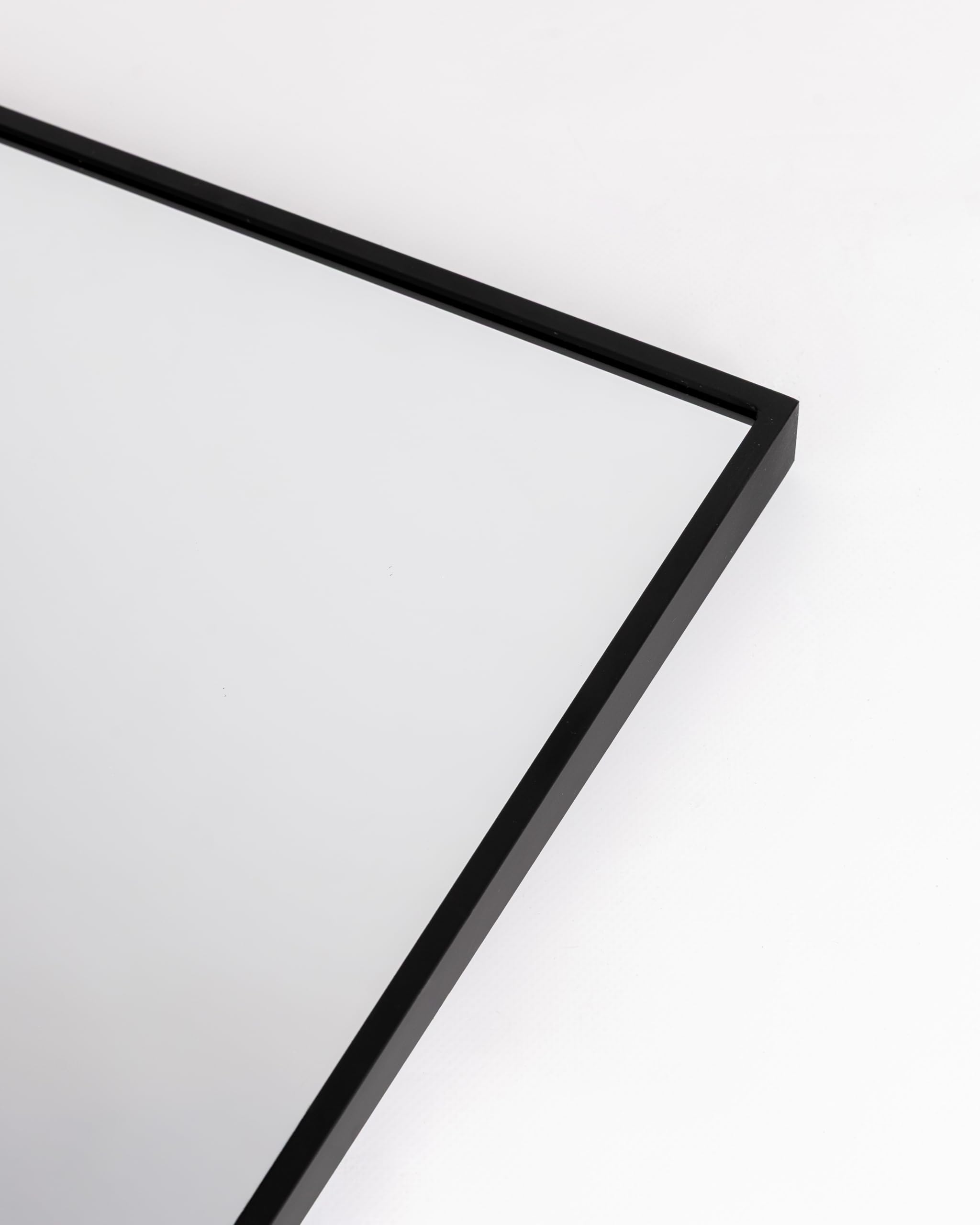 Miss Wood Espejo Rectangular de Pared Cuerpo Entero, Negro, Marco Fino de Metal, Grande Moderno, 180x100 cm / 180x80 cm