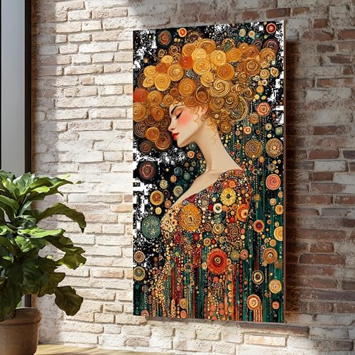Affiches et impressions femme spirale dorée pour salon moderne