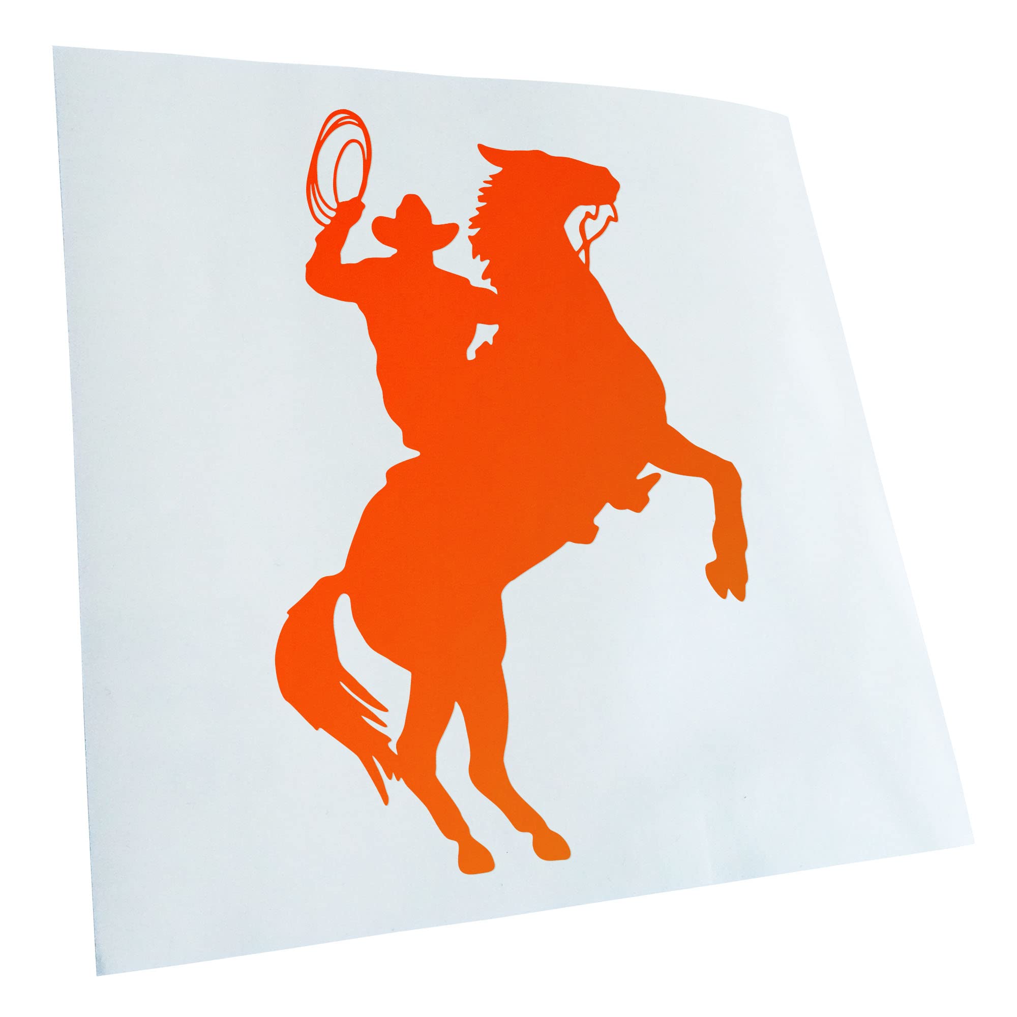Kiwistar - Car Sticker - Neon Orange - 30 x 20 cm Cowboy with Horse Lasso Sticker for Car, Laptop, Bicycle, Truck, Motorcycle Multicoloured JDM Decal Racing