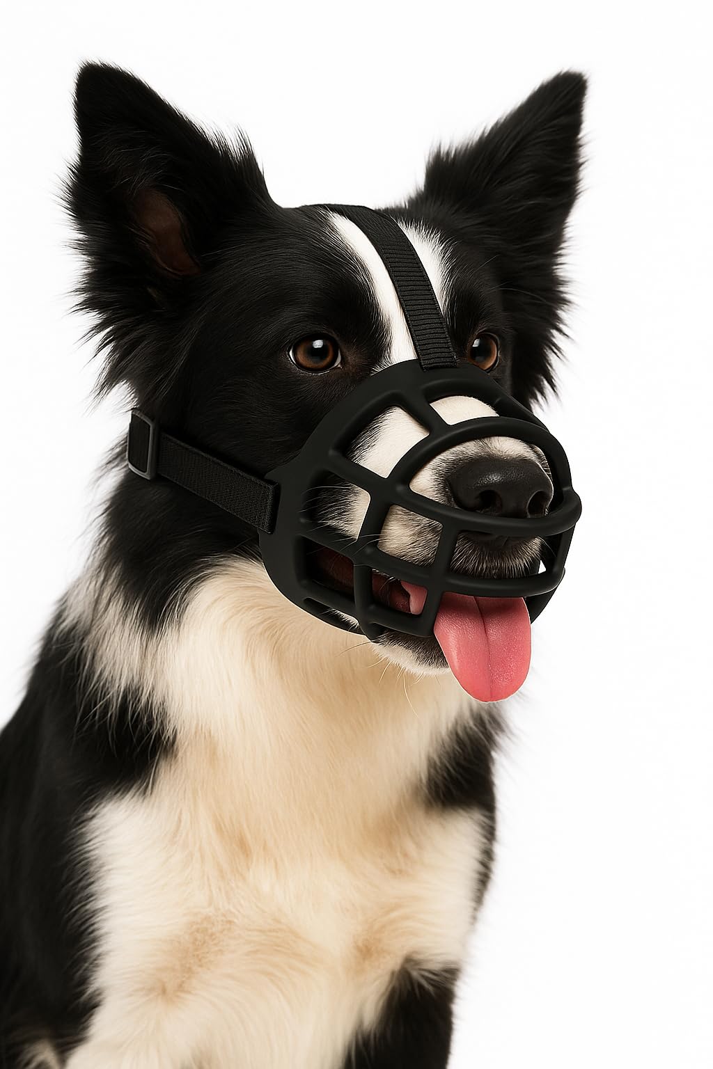 Dog Muzzle – Large – Soft Silicone Adjustable Muzzle for Comfort & Safety – Suitable for Training, Walking & Vet Visits – Flamingo Muzzle Benzo L