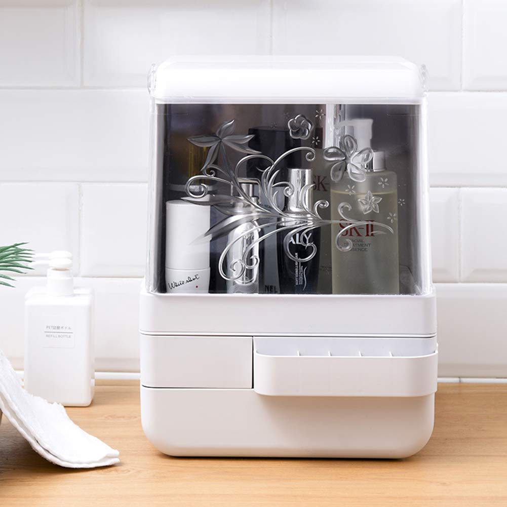 Beau Organisateur De Maquillage Présentoir Cosmétique Vanity De Grande Capacité pour Tous Les Types De Vernis à Ongles, Rouge à Lèvres, Fond De Teint, Mascara Hermétique, White