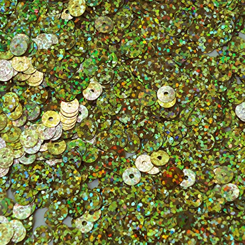 6mm Flat Sequins Yellow Hologram Glitter Sparkle Metallic Medium Hole Made in USA