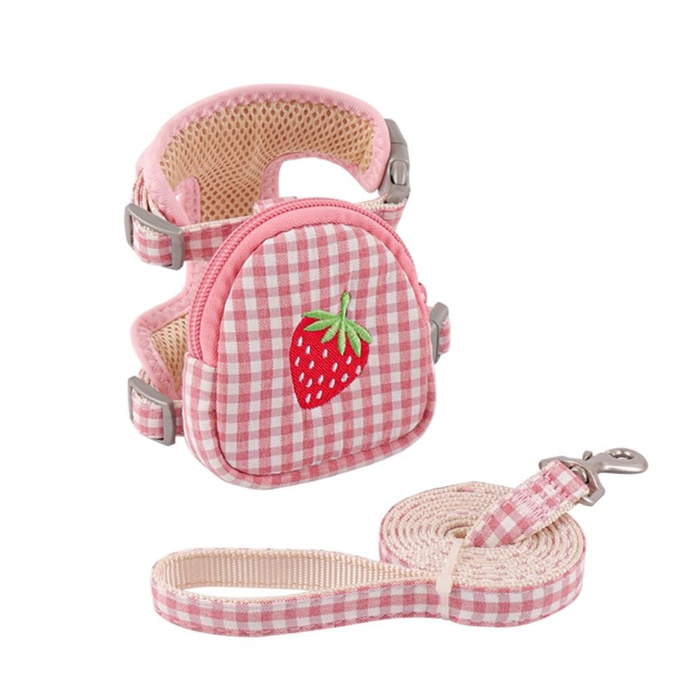 3PCS Pet Backpack, Adjustable Breathable Cute Dog Vest Harness Detachable Pet Leash with Fruit Pattern Shape for Small Dogs Cat — image 1