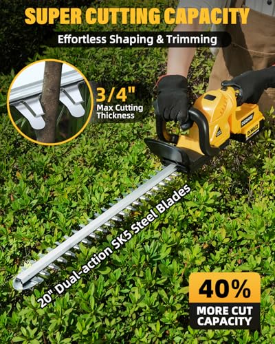 Image of Electric Hedge Trimmer Cordless, Compatible with Dw 20V MAX Battery, Lightweight Hedge Trimmers,3000RPM 180 Rotating Head,3 /4 inch Blade Gap(Battery Not Included)