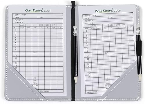 Miniatura 2 de Scott Edward Funda para tarjeta de puntuación de golf, soporte de cuero para tarjetas de puntuación, estadísticas y seguimiento de puntuaciones,