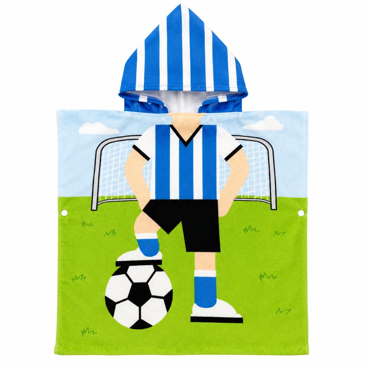 Archival Kids Hooded Microfiber Towel Poncho – Beach & Bath Towels Ultra-Absorbent Swim Towel with Fun Cartoon Prints Lightweight & Lightweight & Sand-Repellent (Football, 60 X 120 cms)