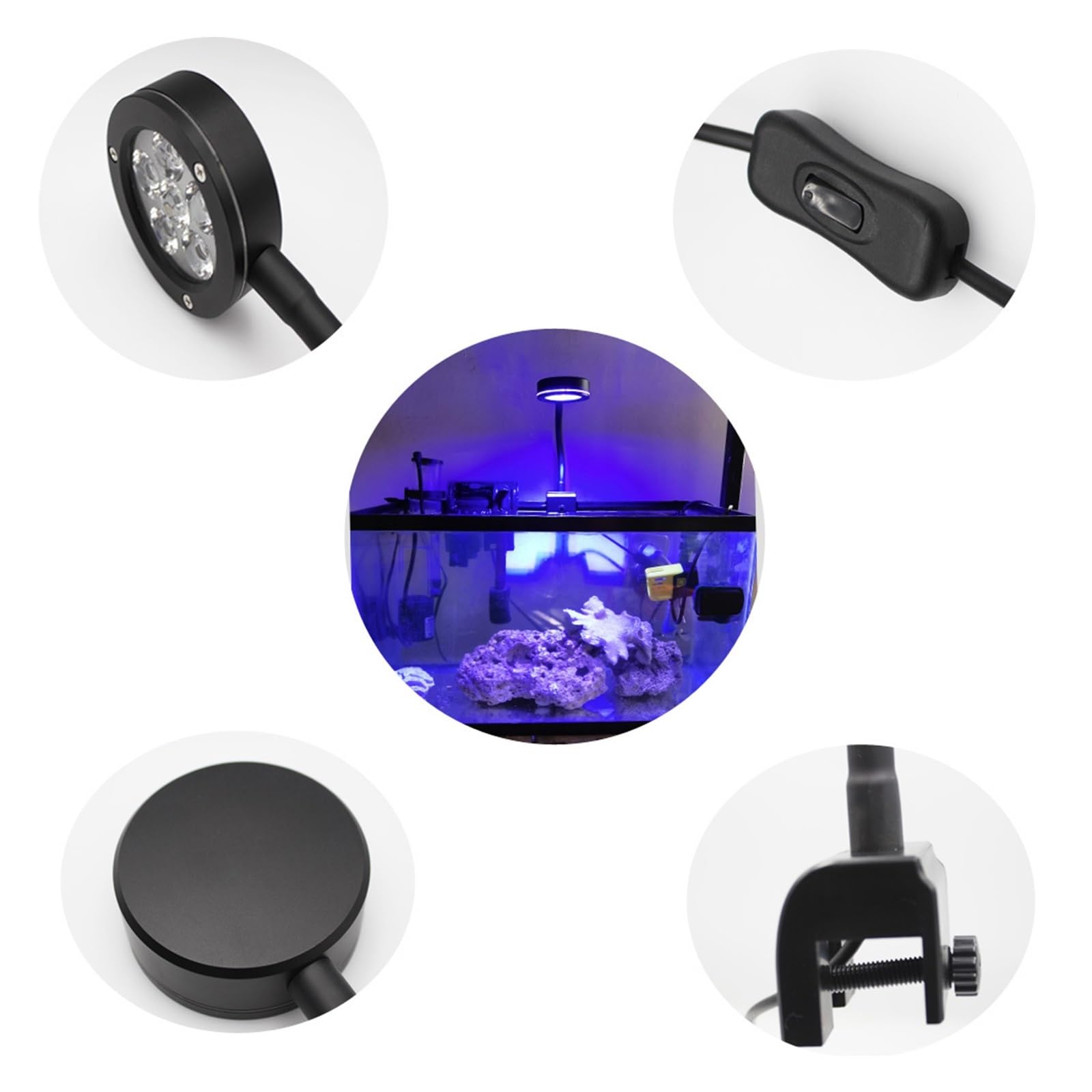 Aquariumlicht, 18W Aquarium LED Licht Marine Korallen SPS LPS Aqua Meer Riff Tank Blau Weiß Anfänger for 30-50cm Kleine Meerwasser Tank(Q2-B timer)