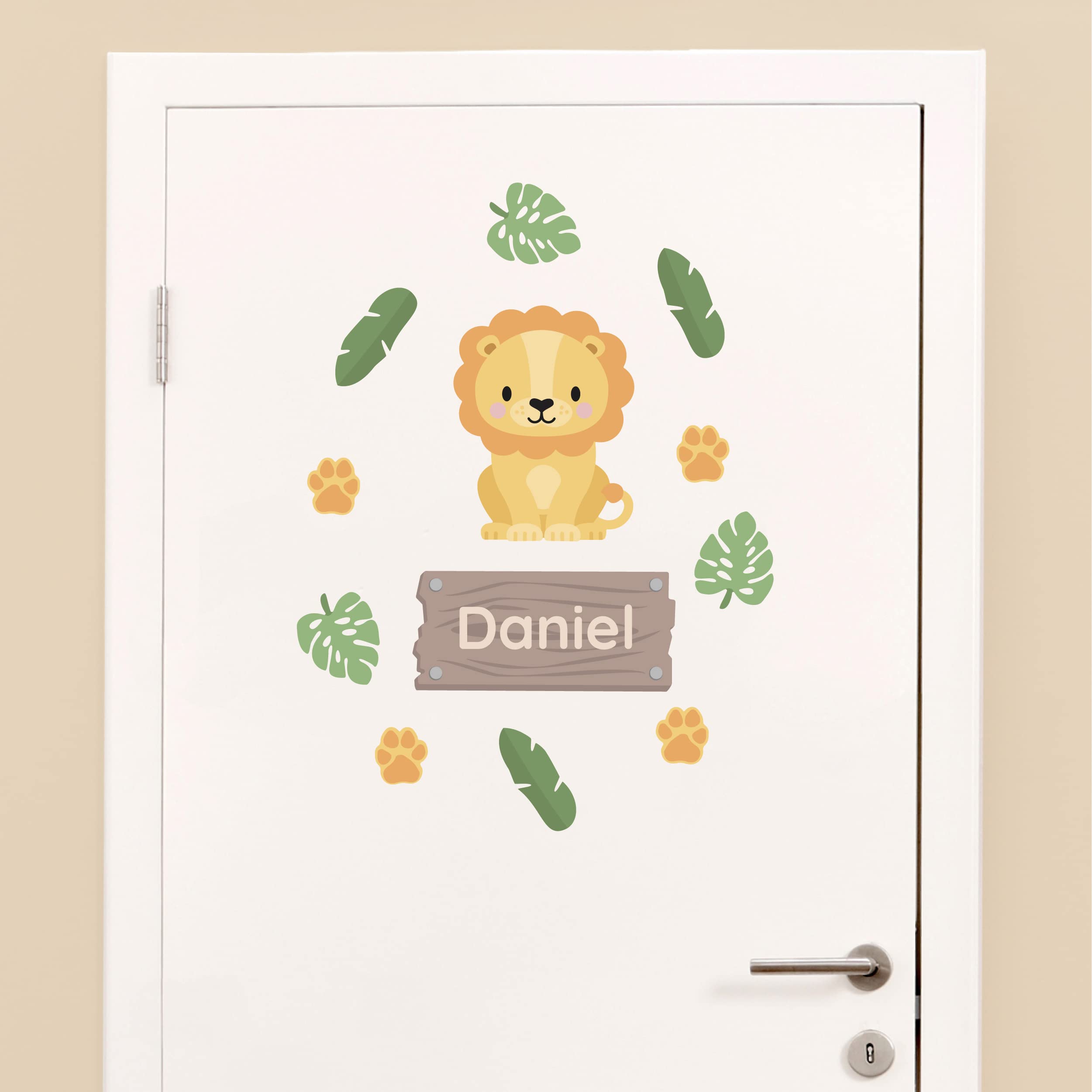 My Nametags® Personalised Lion Name Door Stickers for Kids | Self-Adhesive Room Decor for Walls, Doors or Furniture | Easy to Apply Door Decoration for Child's Bedroom, Nursery or Playroom