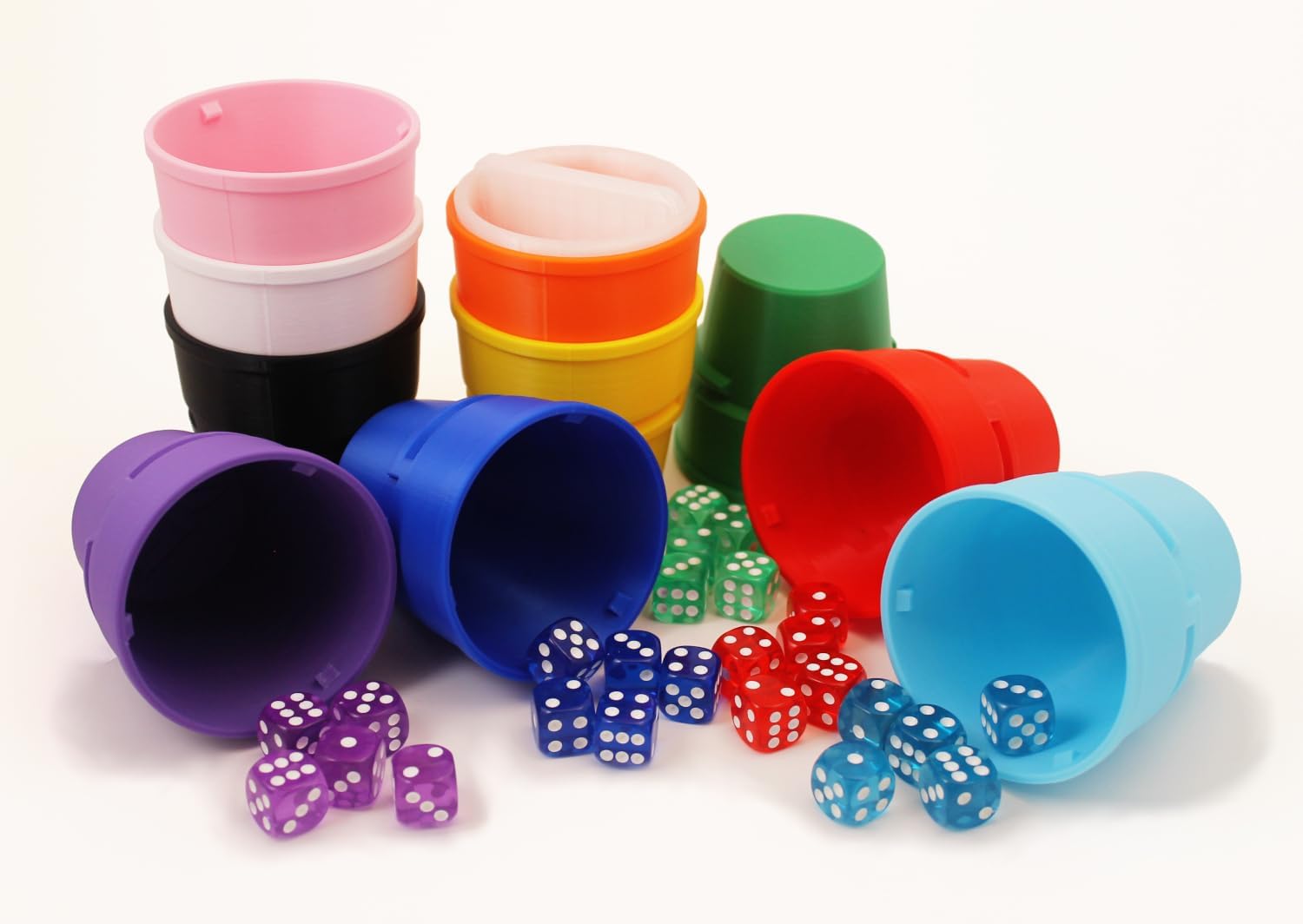 Dice Up! 10 Player Game Set, Liar’s Dice, Poker, Mexico, Colorful, Durable, Sustainable PLA, Party Game, Gift Idea, Interlocking Travel Game, 50 x 16mm Die