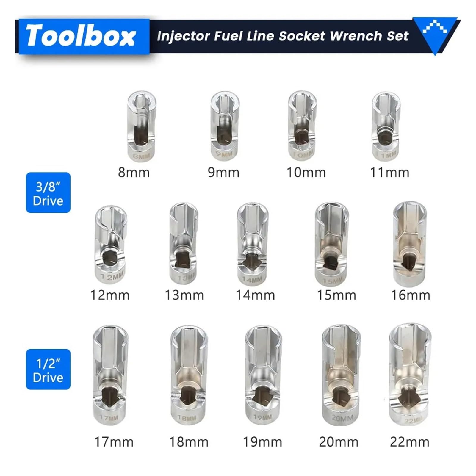 NOX Sensor Óxido Nitrógeno Juego Enchufes Con Sensores Oxígeno, Herramientas Extracción Unidades 3/8 "y 1/2", Llaves Inglesas Reparación Con Caja Almacenamiento, 14 Piezas