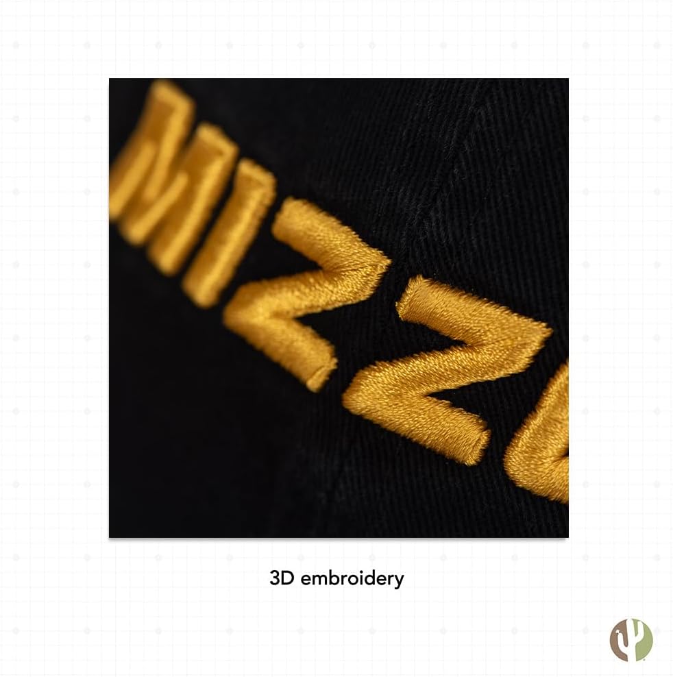 Desert Cactus University of Missouri Baseball Hat Mizzou Tigers Brimmed Embroidered Hats Cap Adjustable Cloth Strap Adult (Style F1) Black - Image 5