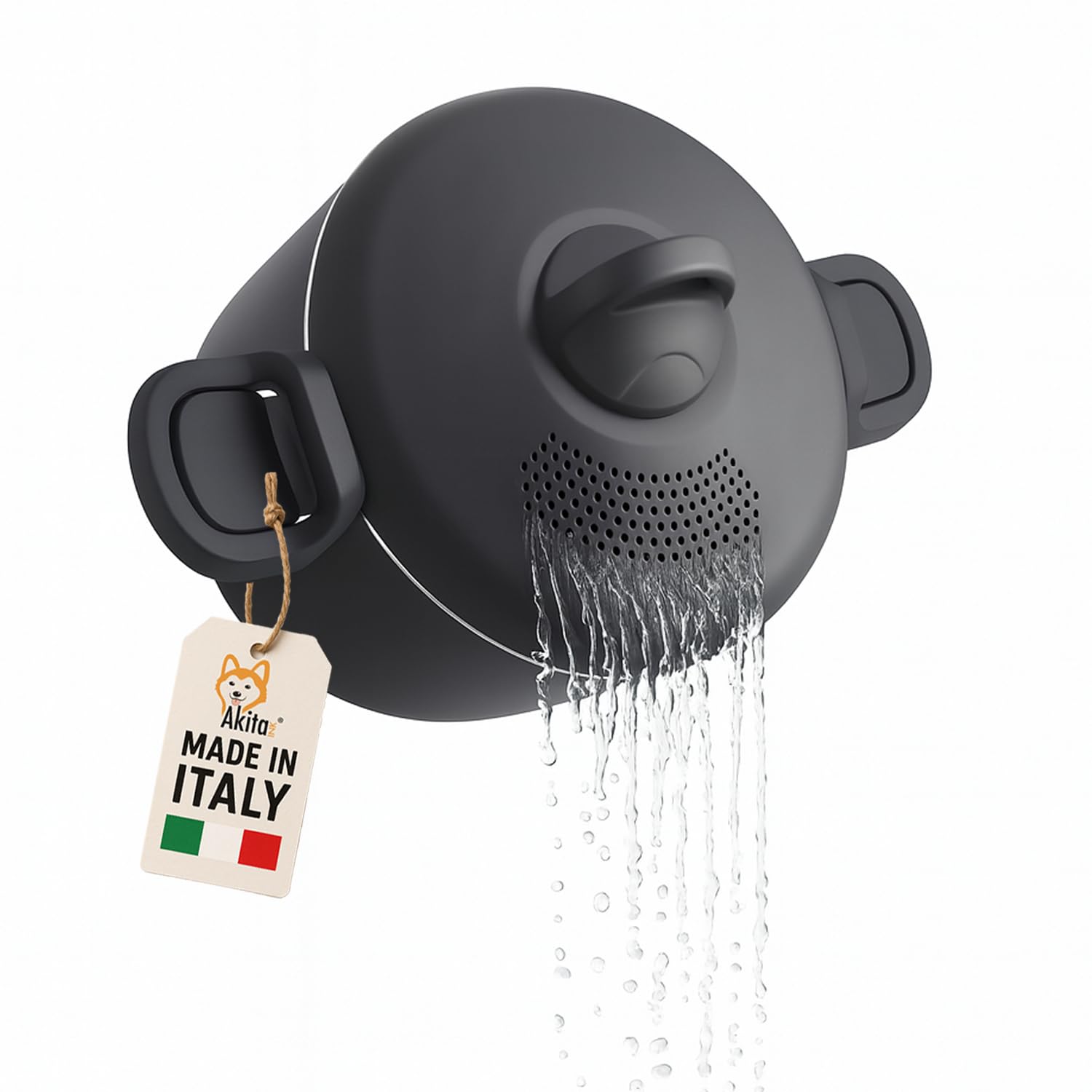 Akitaink Pentola 22cm 5L con Scolapasta Integrato Scoli’ - Pentola Antiaderente in Alluminio con Maniglie Bloccanti, Sicura, Pratica e Facile da Pulire, Scolì Made in Italy