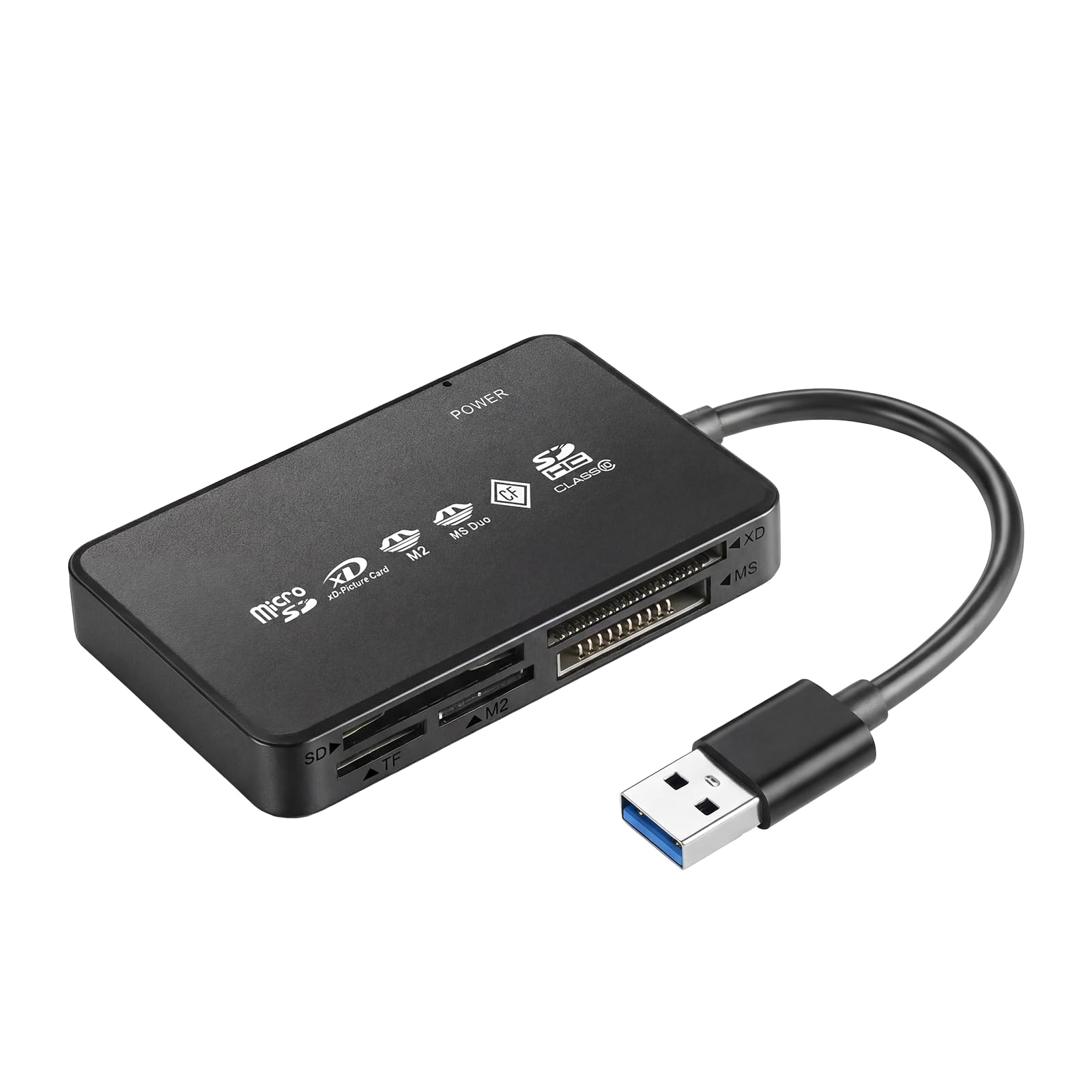 SD Card Reader USB 2.0 for CF/SD/TF(MicroSD)/XD/M2/MS, 6 in 1 Multi Memory Card Reader Adapter for PC, Laptop, MacBook, iMac, Surface Pro and More