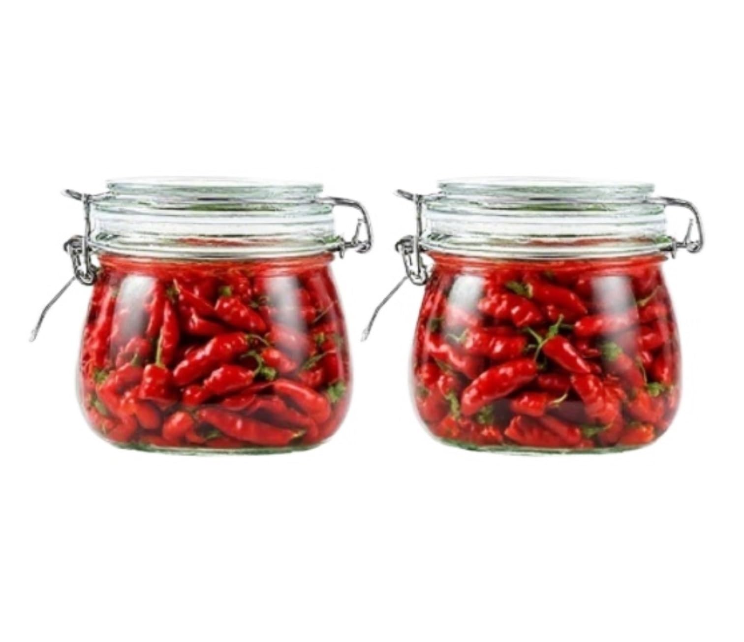 AMULONG Sweet Jars Apothecary Set Of 2 Glass Jar With Lid Airtight Storage Container For Coffee Jars for Crafting(500ml)