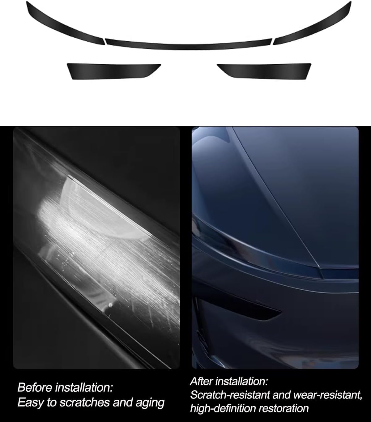 Front Headlights Smoke Protection Film,TPU Headlight Protection Film, 8 Mil Thick TPU Headlight Protection Film Compatible with Tesla Model Y/ 3 (Smoke Model y Juniper Headlight Film)