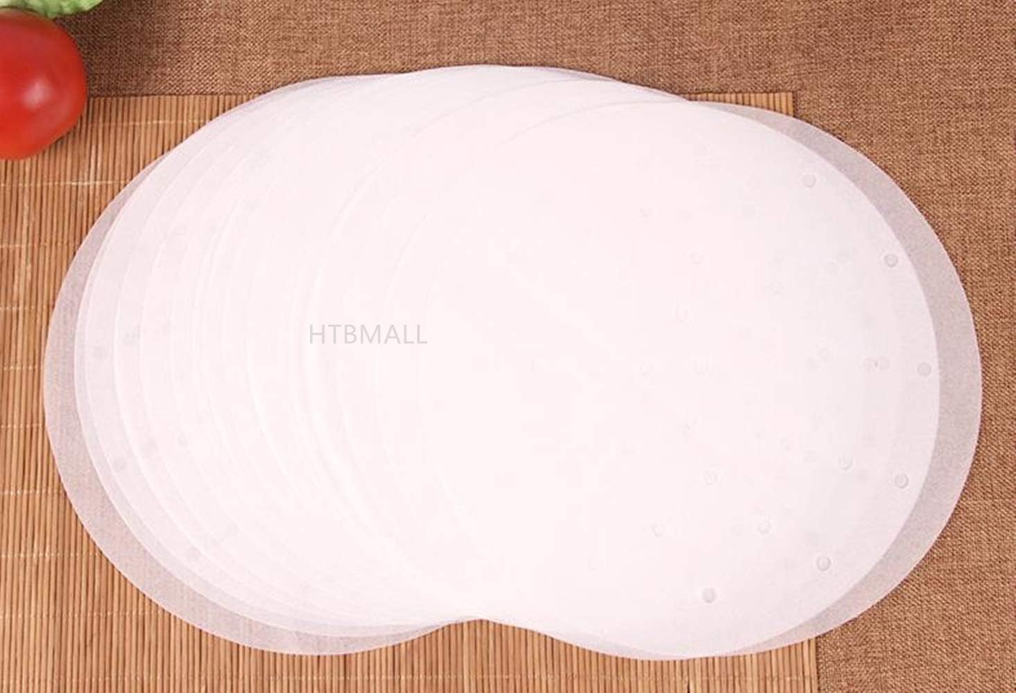 200pcs Air Fryer Liners, 7 inches Bamboo Steamer Liners, Premium Perforated Parchment Steaming Papers, Non-stick Steamer Mat Liner for Air Fryers Baking Cooking Oven