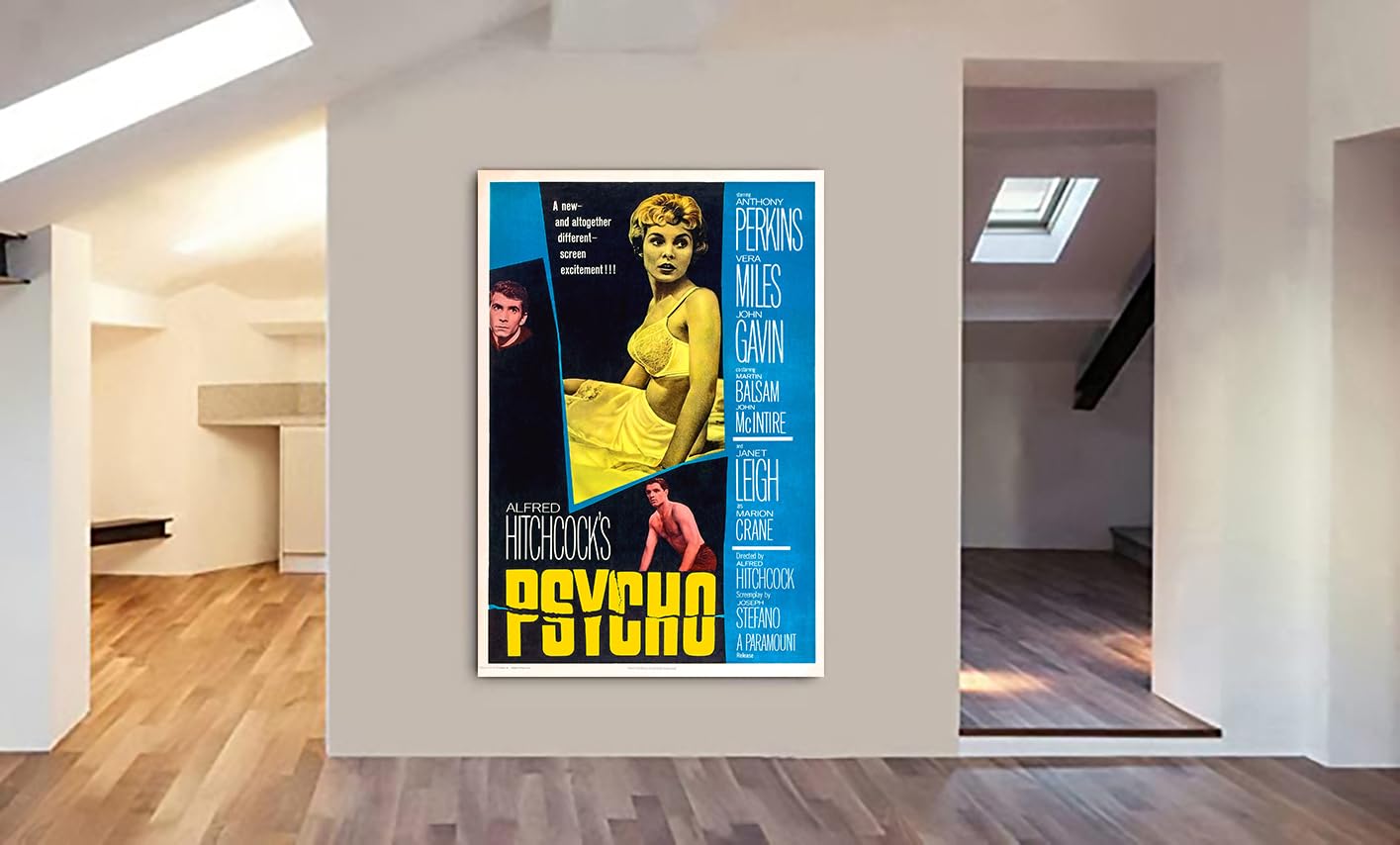Leinwandbild, Motiv Psycho – Alfred Hitchcock, gerahmt, A2, 61 x 41 cm