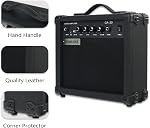 20W Pro Electric Guitar Black Amplifier Amp Practice Small Portable Travel Mini with Headphone Jack Aux Distortion Gain Treble Bass Volume Jack With 3 Meters Cable Audio Adapter Guitar Picks