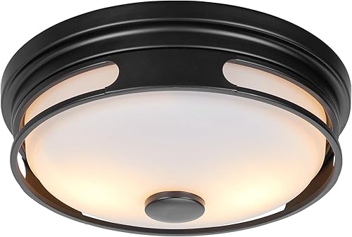 Miniatura 6 de Lámpara de techo de montaje empotrado grande de 16 pulgadas con vidrio semillado, pantalla de lámpara de techo redonda de veta de madera, grano de