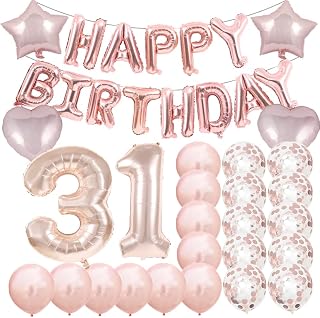 Sweet 31th Birthday Decorations Party Supplies,Rose Gold Number 31 Balloons,31th Foil Mylar Balloons Latex Balloon Decoration,Great 31th Birthday Gifts for Girls,Women,Men,Photo Props