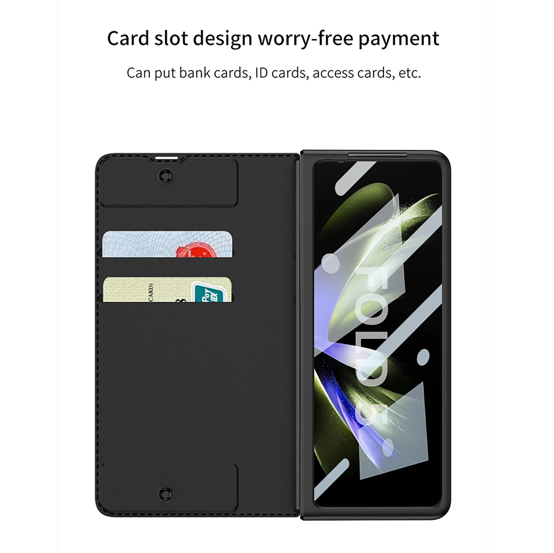 Custodia per Samsung Galaxy Z Fold 5 Custodia, Staccabile, portapenna S, Cornice per PC, Supporto in Pelle PU, Custodia a Portafoglio all-Inclusive con Schermo,Z Fold 5,Black2