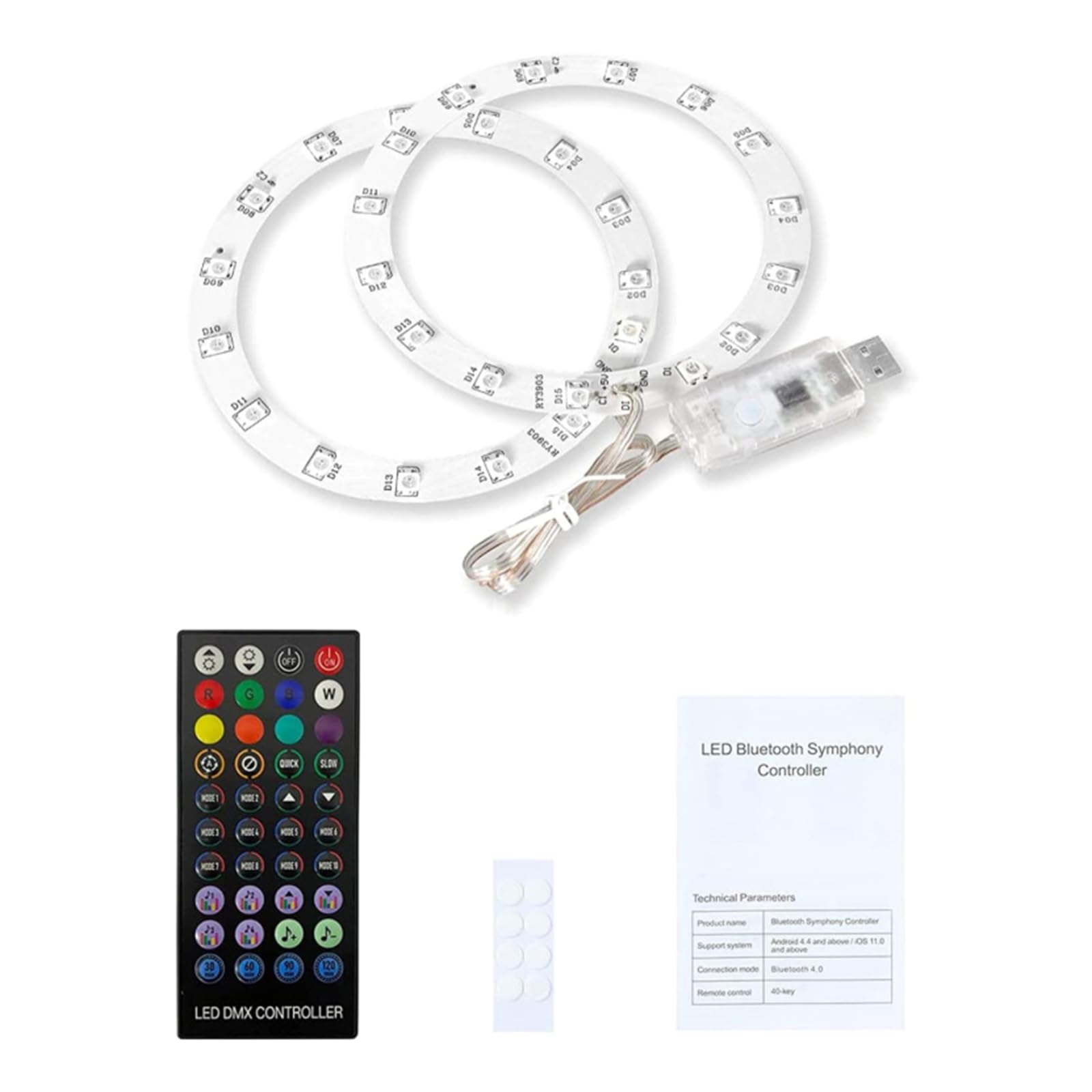 Tsophreniq 5V 8 Color RGB Atmosphere for Host Light Strip LED Sticker Console Light Decals with Remote Control Pickup Console Host LED Strip