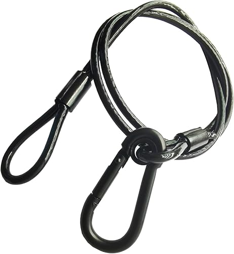 Miniatura 4 de Paquete de 4 cables de seguridad colgantes de cadena negra con abrazaderas de gancho para luces, cordón de acero inoxidable, cadenas de seguridad,